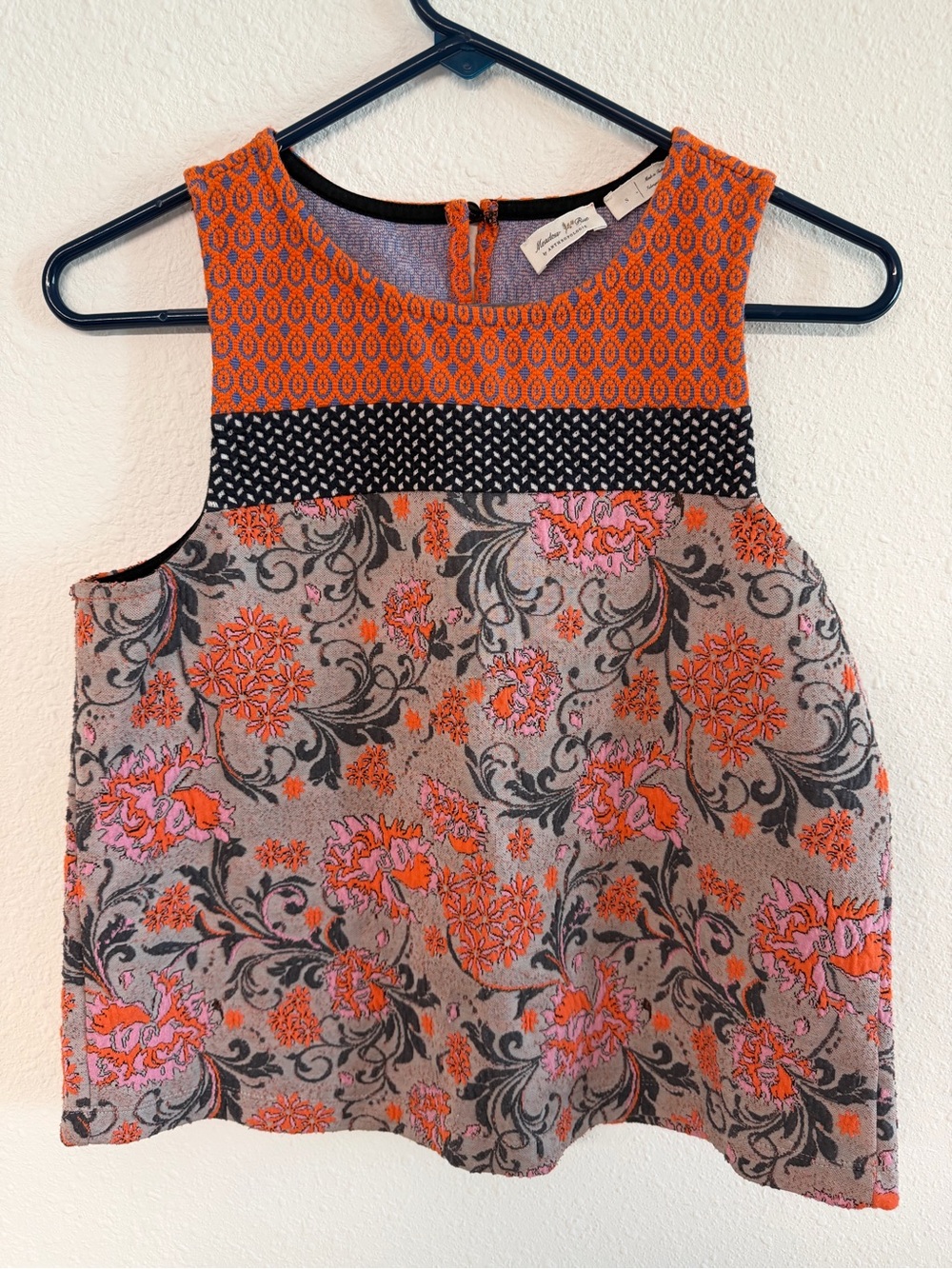 Anthropologie Orange and Pink Floral top